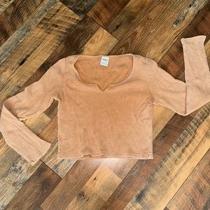 PINK waffle cropped sweater